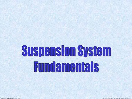 Suspension System Fundamentals.