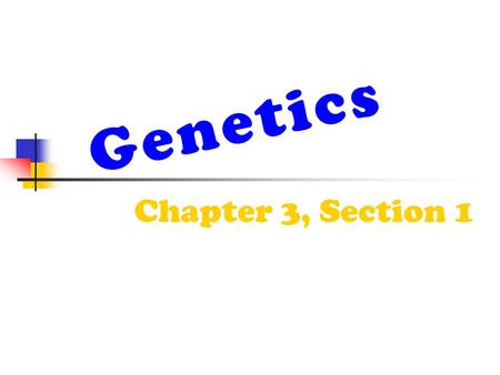Genetics Chapter 3, Section 1. Gregor Mendel is considered the “father” of modern genetics. Studied pea plants. Gregor Mendel.