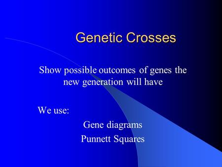 Show possible outcomes of genes the new generation will have