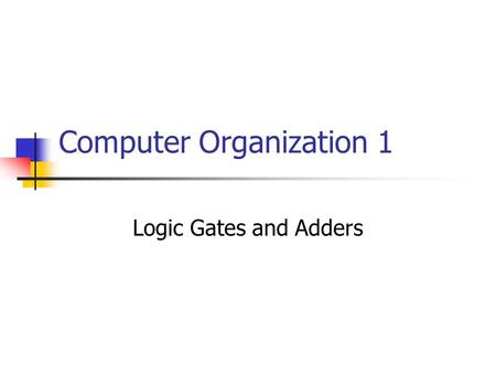 Computer Organization 1 Logic Gates and Adders. Propositions –Venn Diagrams.