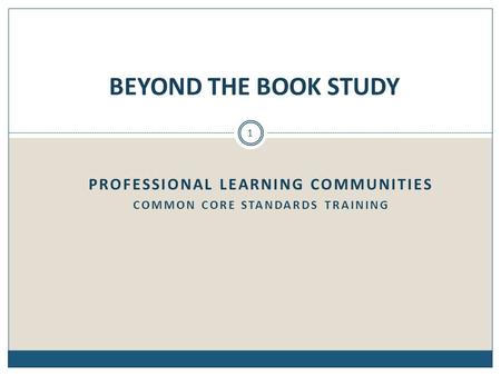 PROFESSIONAL LEARNING COMMUNITIES COMMON CORE STANDARDS TRAINING BEYOND THE BOOK STUDY 1.