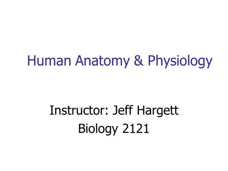 Human Anatomy & Physiology Instructor: Jeff Hargett Biology 2121.