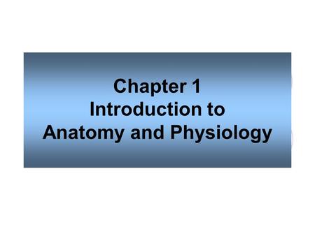 Chapter 1 Introduction to Anatomy and Physiology