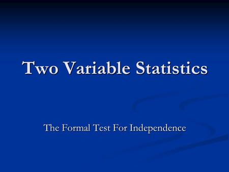 Two Variable Statistics
