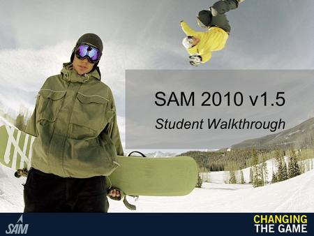 SAM 2010 v1.5 Student Walkthrough. Initial Set Up 1.Ensure that you are connected to the Internet. 2.Launch your web browser (Internet Explorer 7 or 8,