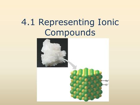 4.1 Representing Ionic Compounds