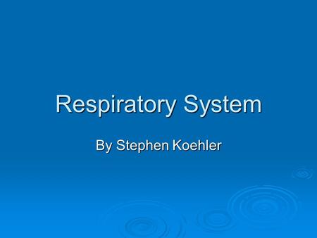 Respiratory System By Stephen Koehler. 2 functions of respiratory system  Take in oxygen  Breathe out carbon dioxide.