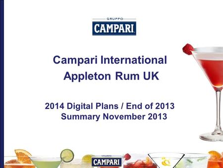 Campari International Appleton Rum UK 2014 Digital Plans / End of 2013 Summary November 2013.