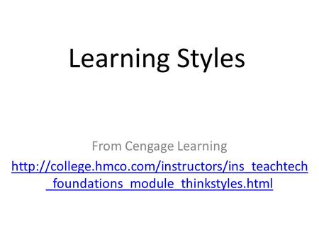 Learning Styles From Cengage Learning