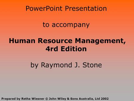 PowerPoint Presentation to accompany