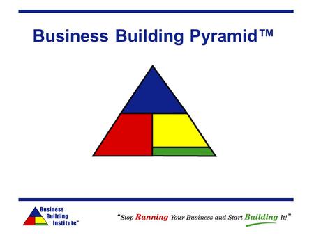 Business Building Pyramid™. Top of the Pyramid Y - YOU BUILD FROM THE TOP DOWN! S - Sales M - Marketing.