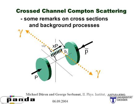 Crossed Channel Compton Scattering Michael Düren and George Serbanut, II. Phys. Institut, - some remarks on cross sections and background processes  