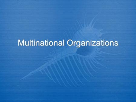 Multinational Organizations