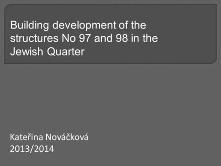 Kateřina Nováčková 2013/2014 Building development of the structures No 97 and 98 in the Jewish Quarter.
