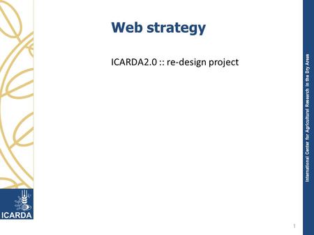 International Center for Agricultural Research in the Dry Areas Web strategy ICARDA2.0 :: re-design project 1.