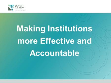 Making Institutions more Effective and Accountable.