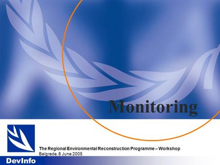 DevInfo Monitoring The Regional Environmental Reconstruction Programme – Workshop Belgrade, 8 June 2005.