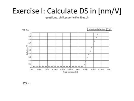 Exercise I: Calculate DS in [nm/V] questions: DS =