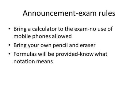 Announcement-exam rules