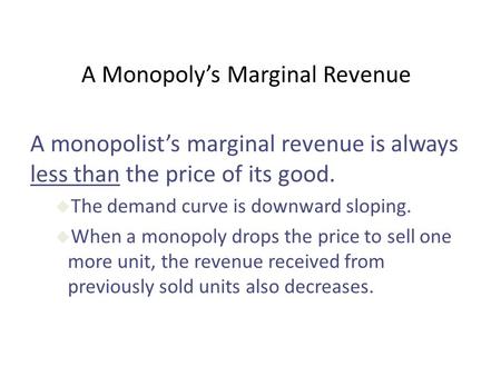 A Monopoly’s Marginal Revenue