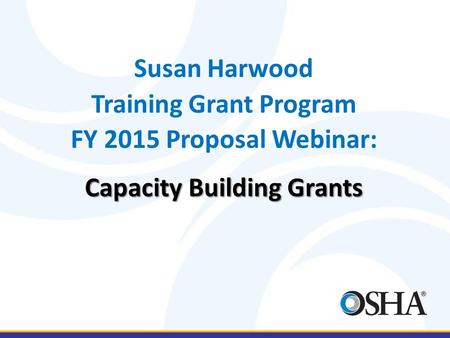Training Grant Program Capacity Building Grants
