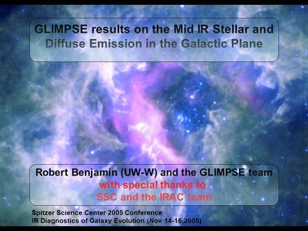 Robert Benjamin (UW-W) and the GLIMPSE team with special thanks to