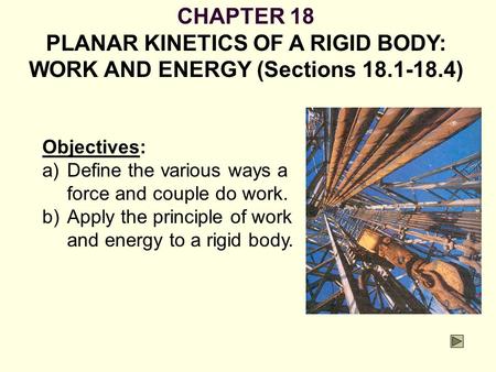 PLANAR KINETICS OF A RIGID BODY: WORK AND ENERGY (Sections )