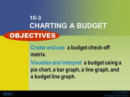 OBJECTIVES 10-3 CHARTING A BUDGET