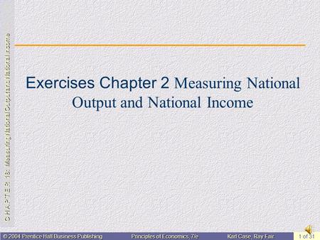 Exercises Chapter 2 Measuring National Output and National Income