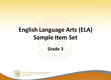 English Language Arts (ELA) Sample Item Set