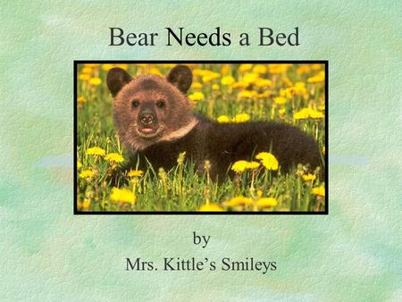 Bear Needs a Bed by Mrs. Kittle’s Smileys. It was a cold winter day in the woods. The snowflakes were falling. A bear was wondering all around when he.