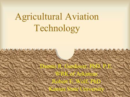Agricultural Aviation Technology