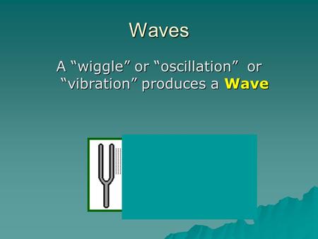 Waves A “wiggle” or “oscillation” or “vibration” produces a Wave.
