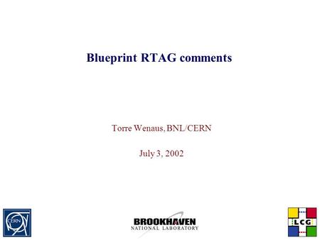 Blueprint RTAG comments Torre Wenaus, BNL/CERN July 3, 2002.