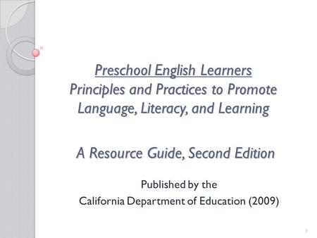 Published by the California Department of Education (2009)