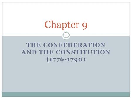 THE CONFEDERATION AND THE CONSTITUTION (1776-1790) Chapter 9.