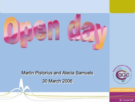Martin Pistorius and Alecia Samuels 30 March 2006 Martin Pistorius and Alecia Samuels 30 March 2006.