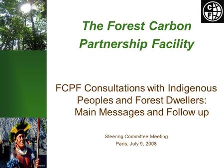 The Forest Carbon Partnership Facility FCPF Consultations with Indigenous Peoples and Forest Dwellers: Main Messages and Follow up Steering Committee Meeting.