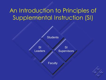 An Introduction to Principles of Supplemental Instruction (SI)