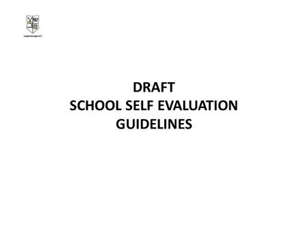 DRAFT SCHOOL SELF EVALUATION GUIDELINES. NATIONAL LITERACY and NUMERACY STRATEGY Initial Steps.