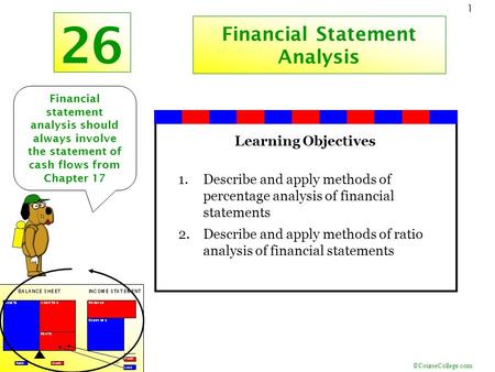 ©CourseCollege.com 1 26 Financial Statement Analysis Financial statement analysis should always involve the statement of cash flows from Chapter 17 Learning.