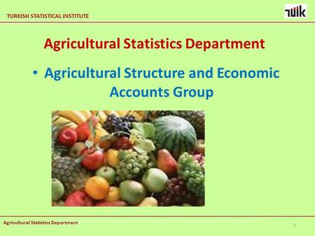 TURKISH STATISTICAL INSTITUTE Agricultural Statistics Department TURKISH STATISTICAL INSTITUTE Agricultural Statistics Department Agricultural Structure.