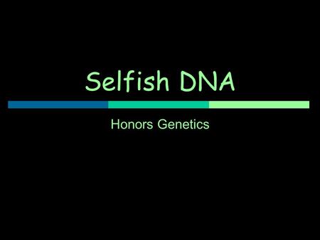 Selfish DNA Honors Genetics.