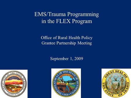 EMS/Trauma Programming in the FLEX Program Office of Rural Health Policy Grantee Partnership Meeting September 1, 2009.