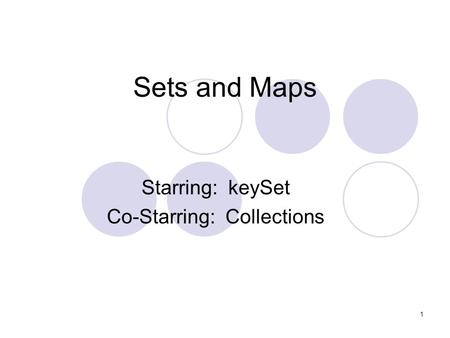 1 Sets and Maps Starring: keySet Co-Starring: Collections.