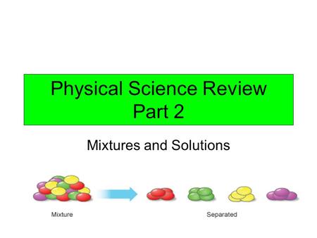 Physical Science Review Part 2 Mixtures and Solutions.