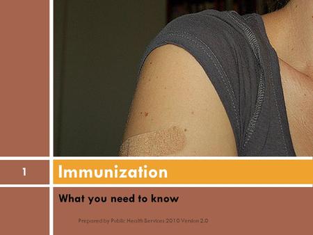 Immunization 1 What you need to know
