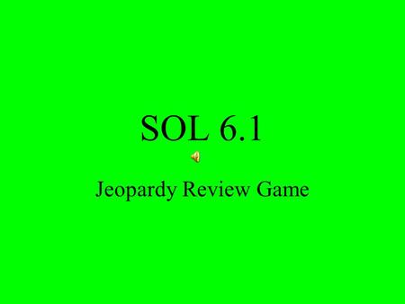 SOL 6.1 Jeopardy Review Game. $2 $5 $10 $20 $1 $2 $5 $10 $20 $1 $2 $5 $10 $20 $1 $2 $5 $10 $20 $1 $2 $5 $10 $20 $1 FractionsDecimalsPercentsVocabularyReview.