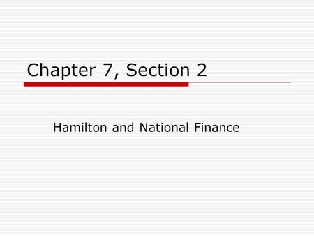 Hamilton and National Finance