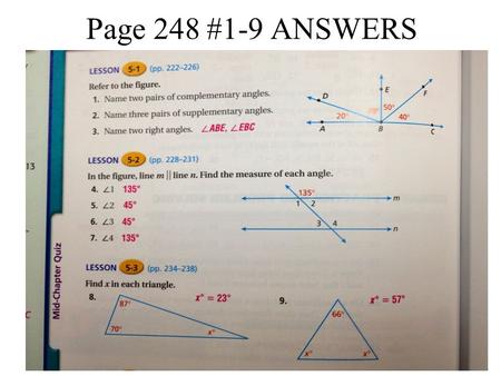 Page 248 #1-9 ANSWERS.